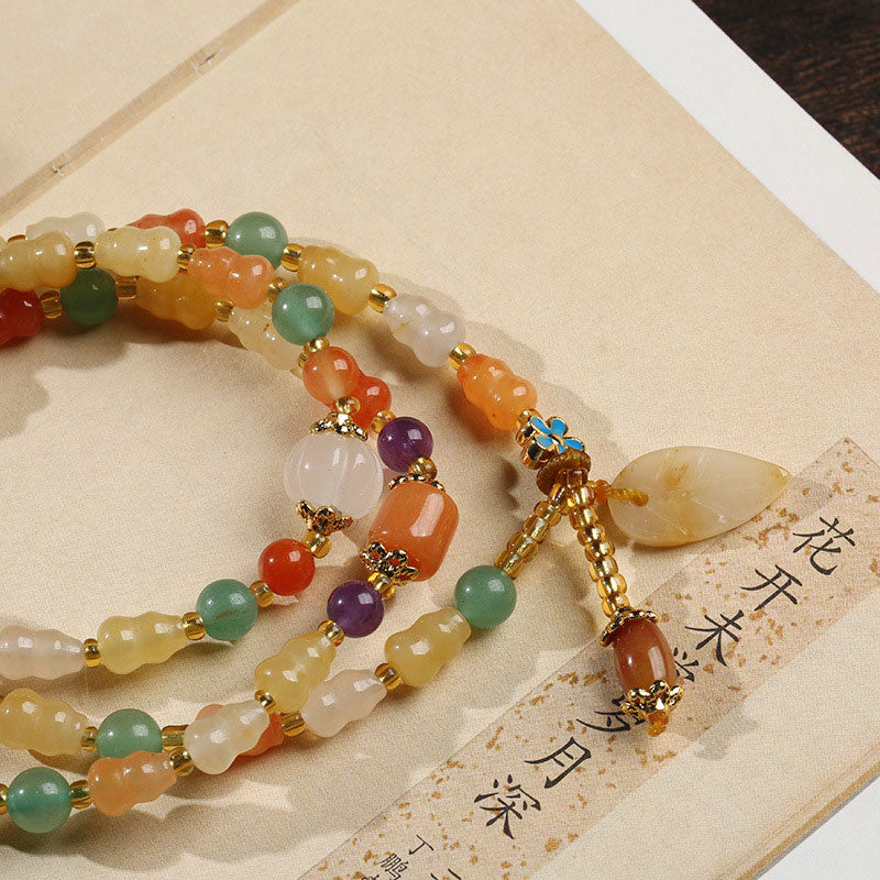 Golden Silk Jade Gourd Wealth Bracelet