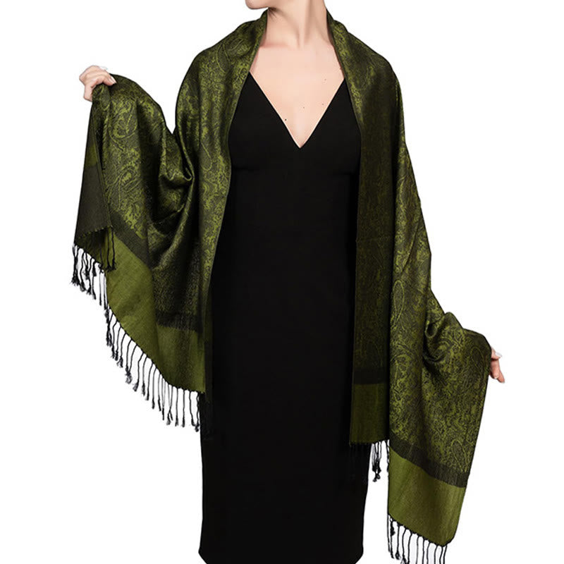 Tibetan Cashew Jacquard Tassels Shawl Spring Fall Winter Warm Cozy Scarf Wrap