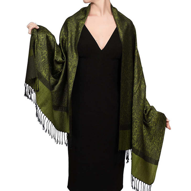 Tibetan Cashew Jacquard Tassels Shawl Spring Fall Winter Warm Cozy Scarf Wrap