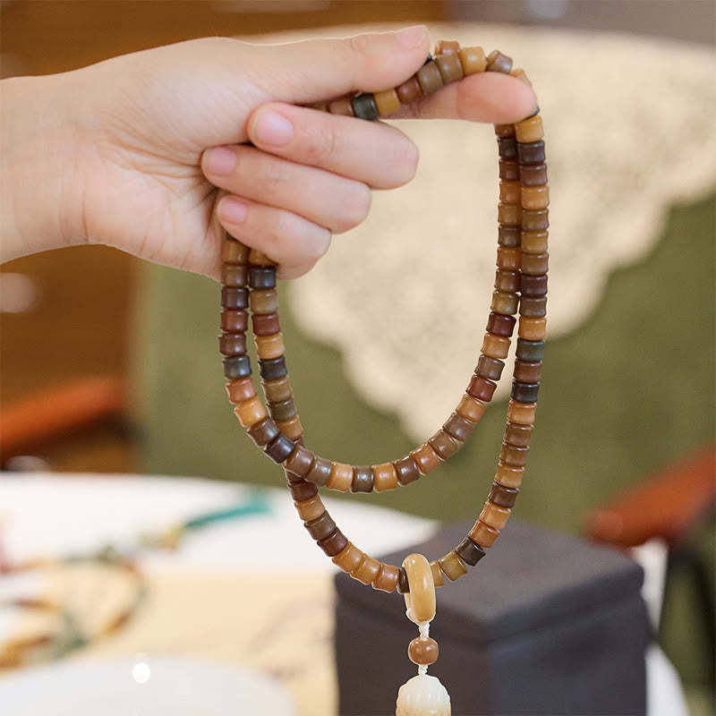 108 Mala Beads Bodhi Seed mystic zen Hand Lotus Engraved Harmony Bracelet