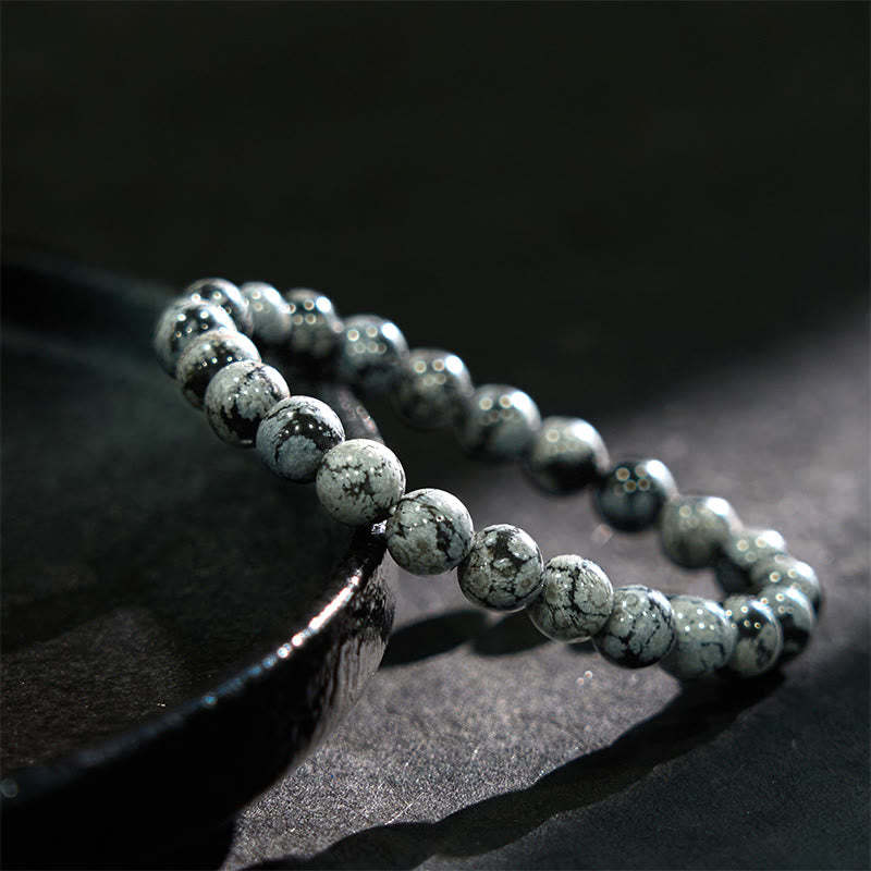 mystic zen Stone Snowflake Obsidian Balance Bracelet