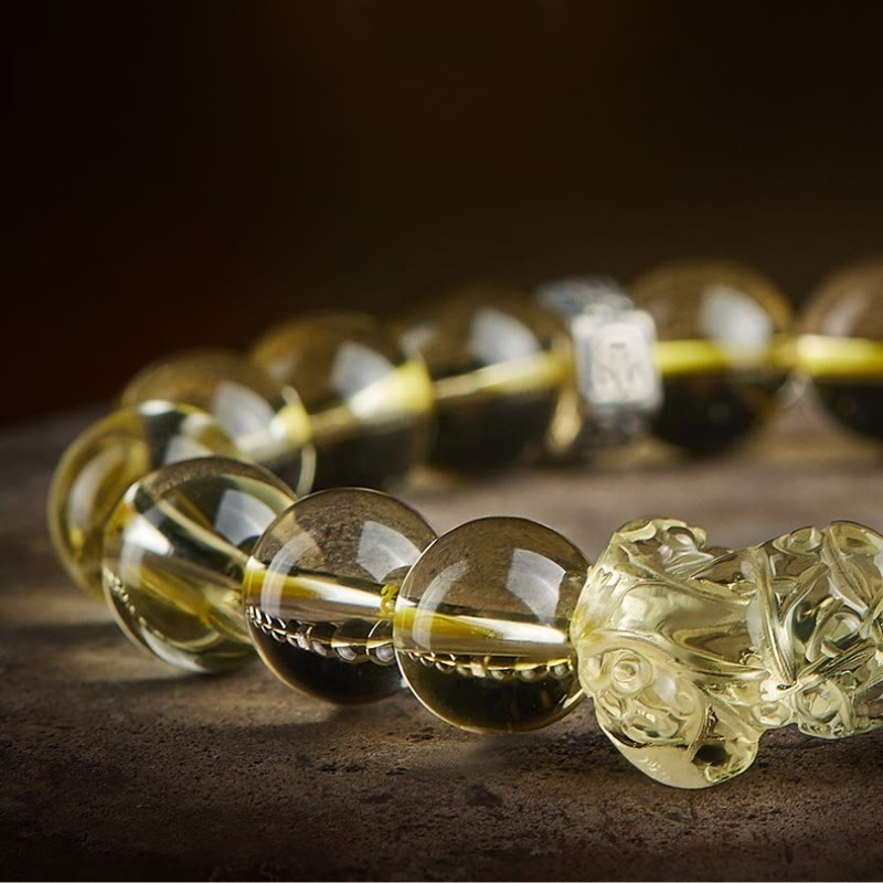 Natural Citrine Double PiXiu Tiger Eye Prosperity Protection Bracelet