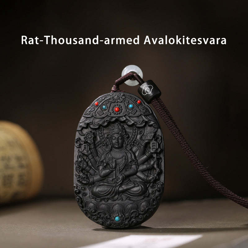 Chinese Zodiac Natal mystic zen Agarwood Om Mani Padme Hum Lotus Peace Necklace Pendant