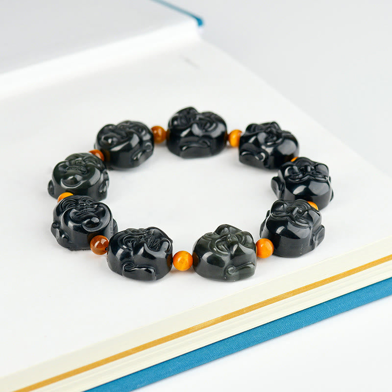 Rainbow Obsidian Laughing mystic zen Positive Transformation Bracelet