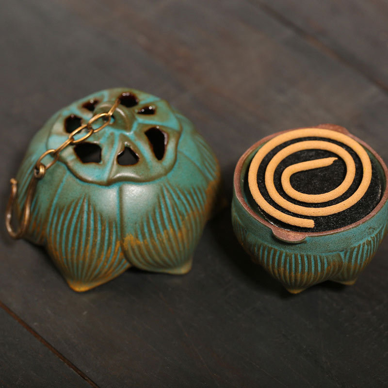 Lotus Meditation Hanging Incense Burner Decoration