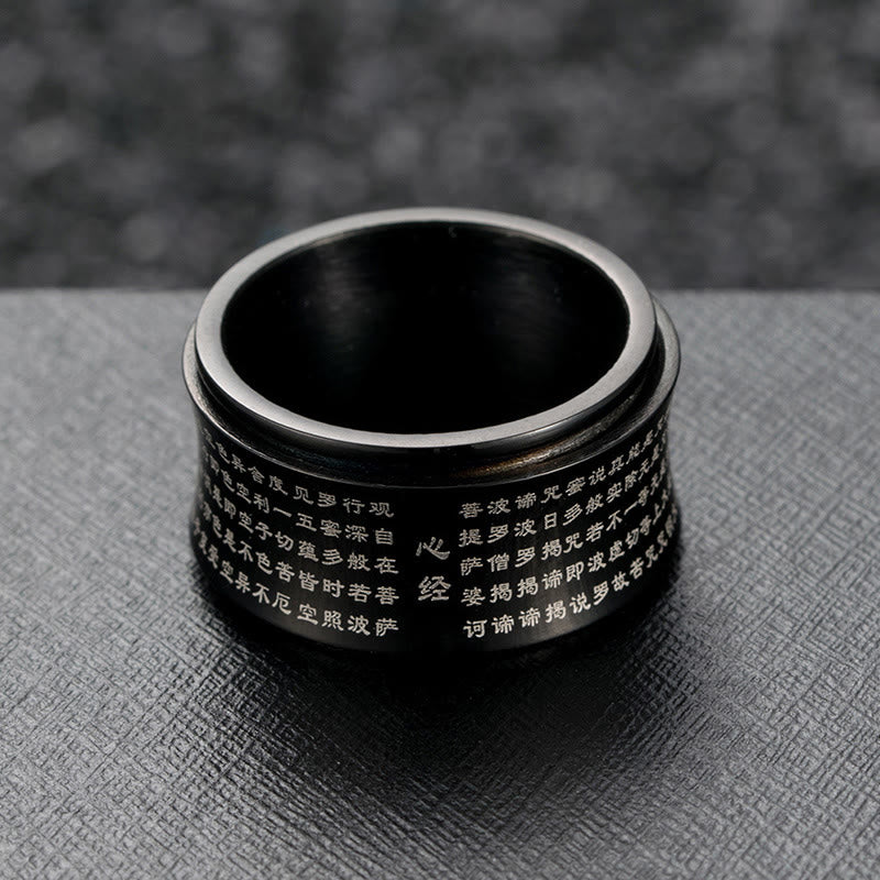 Tibetan Miniature Scriptures Heart Sutra Titanium Steel Spinner Balance Ring
