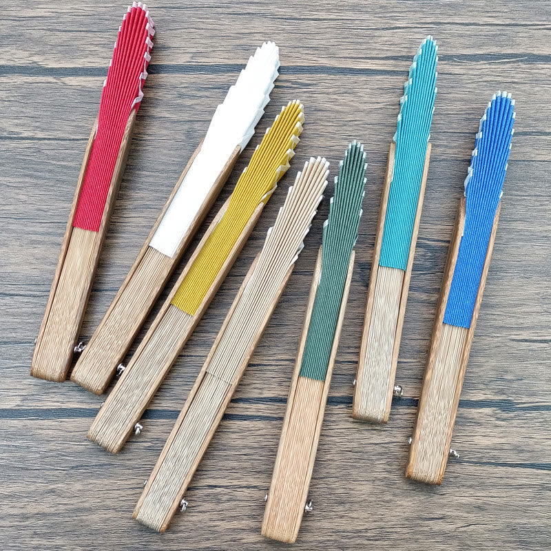 Retro Solid Color Shell Shape Handheld Bamboo Folding Fan
