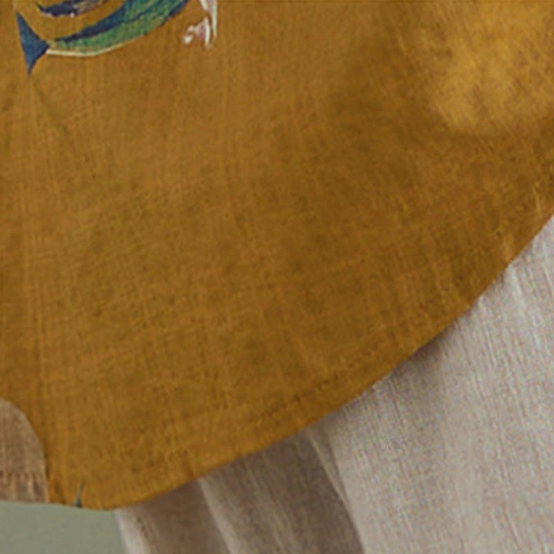 Literary Artistic Flower Print Cotton Linen Clothing