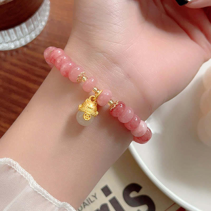 Chrysoberyl Cat's Eye Pink Flowers Support Bracelet