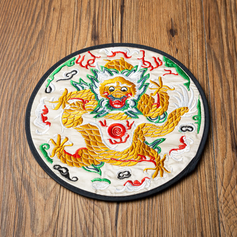 Dragon Embroidery Cup Mat Pad Tea Cup Coaster Kung Fu Tea Mat