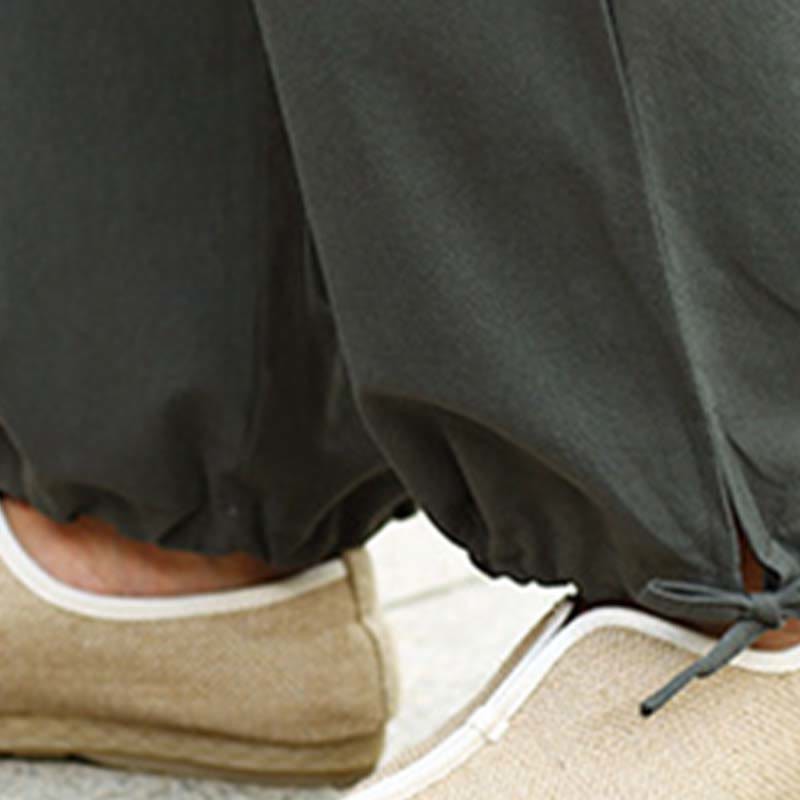 2Pcs Half Sleeve V-Neck Shirt Top Pants Meditation Zen Tai Chi Linen Clothing Women's Set
