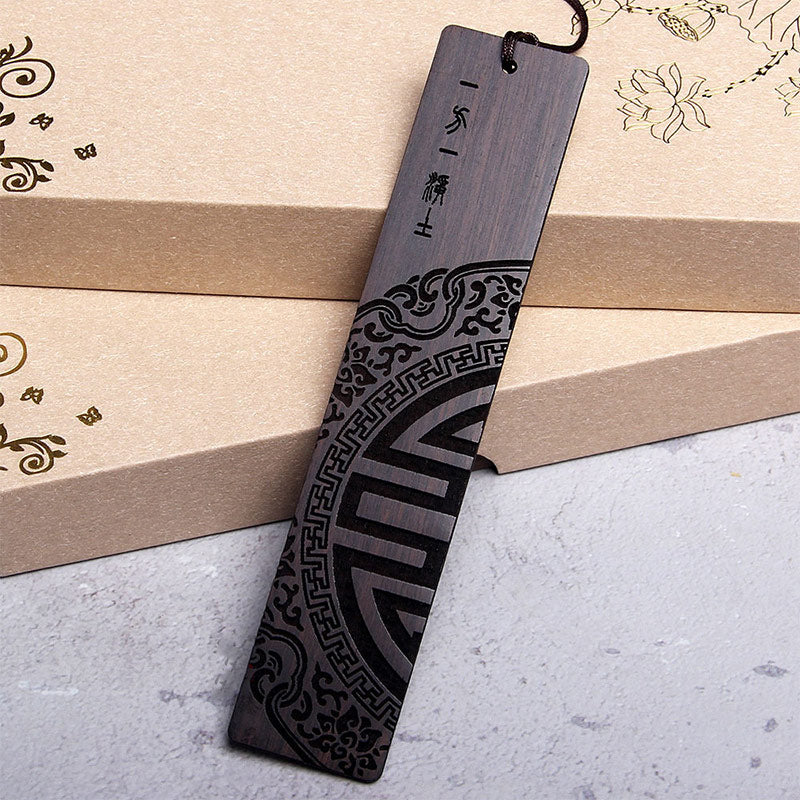 Zen Enlightenment Quotes Ebony Wood Small Leaf Red Sandalwood Bookmarks With Gift Box