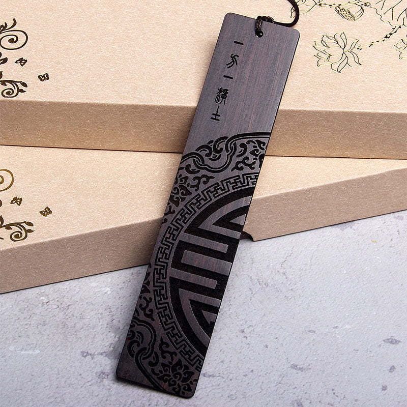 Zen Enlightenment Quotes Ebony Wood Small Leaf Red Sandalwood Bookmarks With Gift Box