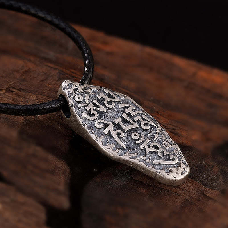 Tibetan 925 Sterling Silver Om Mani Padme Hum Dorje Vajra Engraved Strength Necklace Pendant