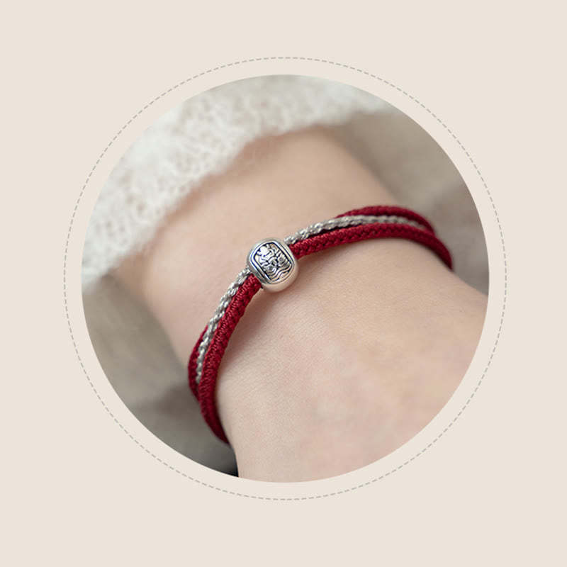 925 Sterling Silver Tibetan Zakiram Goddess of Wealth Luck Rope Bracelet