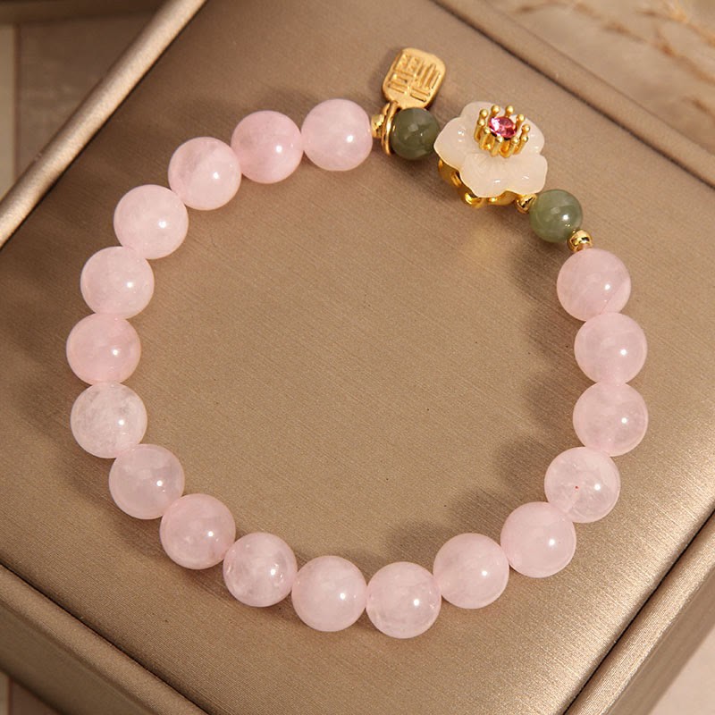 Rose Quartz Peach Blossom Hetian Jade Fu Character Relationships Healing Bracelet