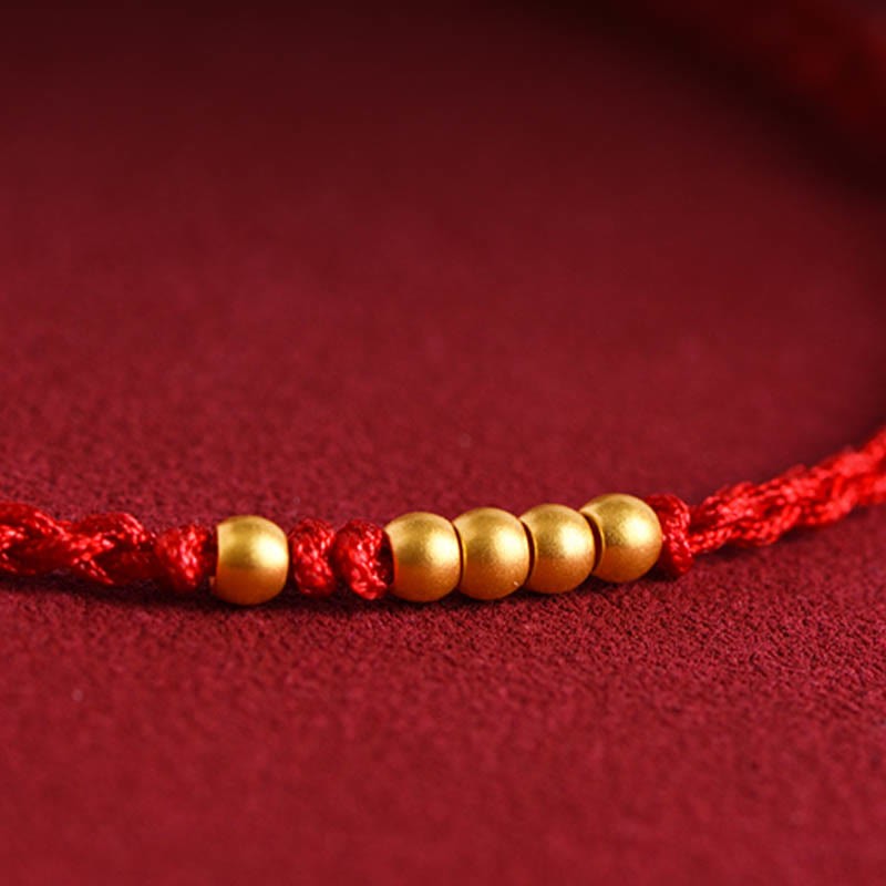 999 Gold Beads Luck Braided Protection Couple Bracelet