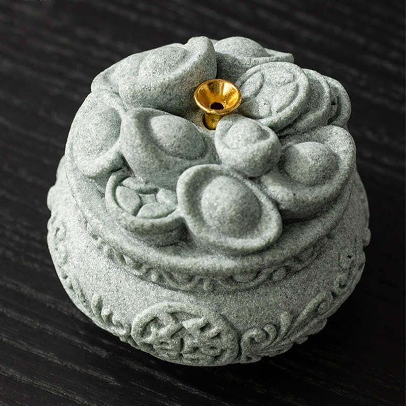 Chinese Character Fu Ingots Healing Incense Burner Desk Decoration