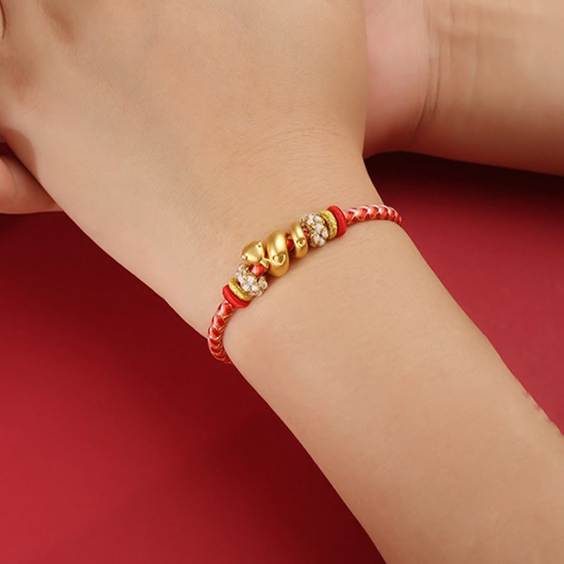 999 Sterling Silver Gradient Red String Year Of The Snake Luck Braided Bracelet