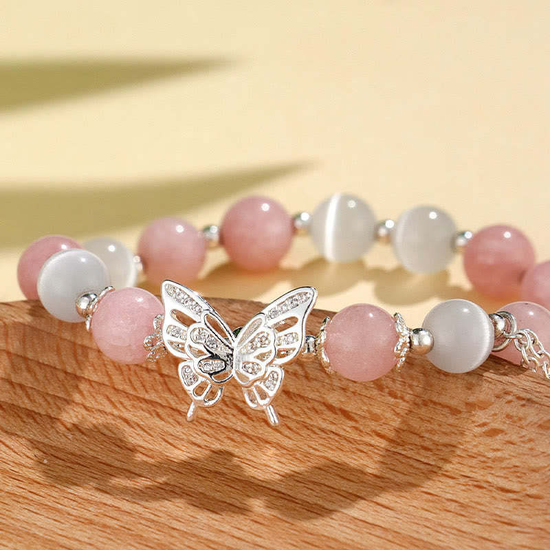 Chrysoberyl Cat's Eye Chalcedony Butterfly Love Bracelet