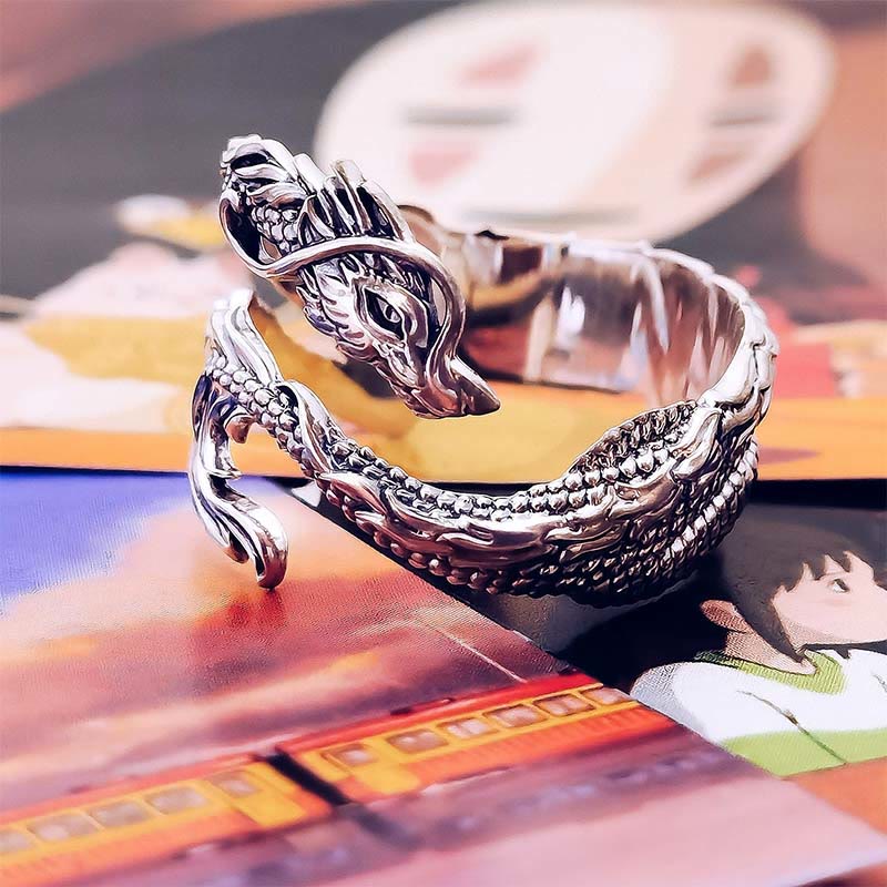 Vintage Dragon Pattern Protection Ring