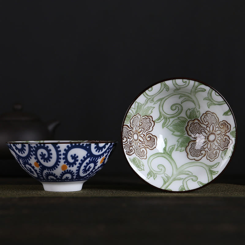 Flowers Fu Character Mountains Lotus Cherry Blossoms Ceramic Teacup Kung Fu Tea Cup