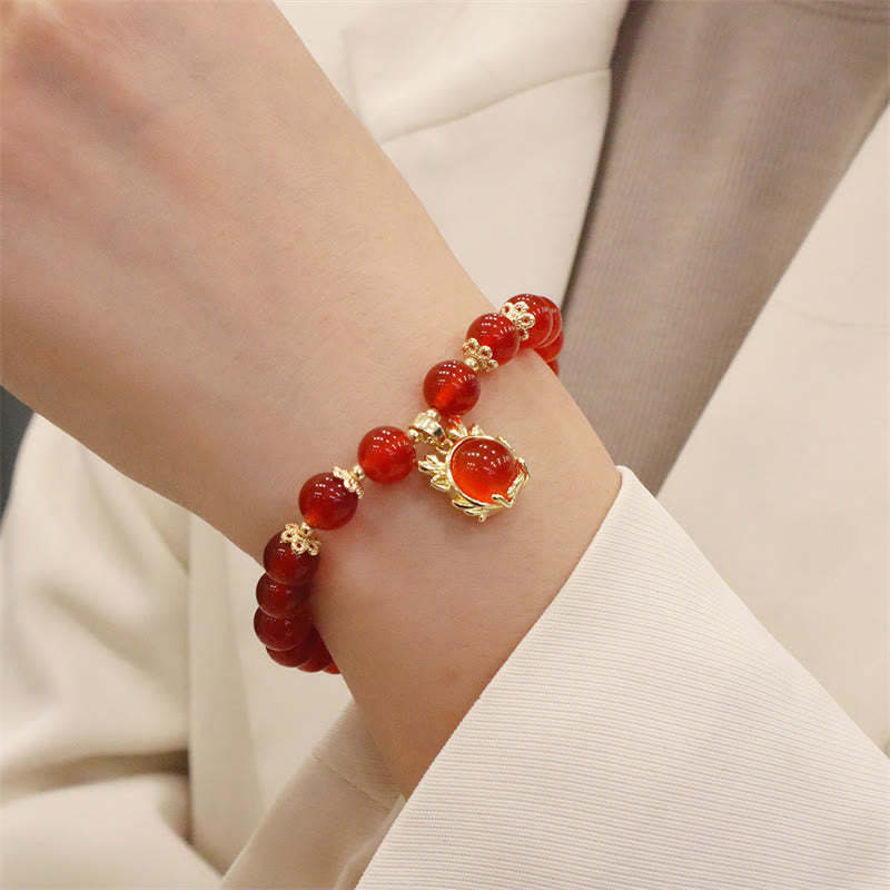 Year of the Dragon Red Agate Jade Peace Buckle Fu Character Success Bracelet (Extra 30% Off | USE CODE: FS30)