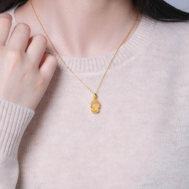 White Jade mystic zen Success Pendant Necklace