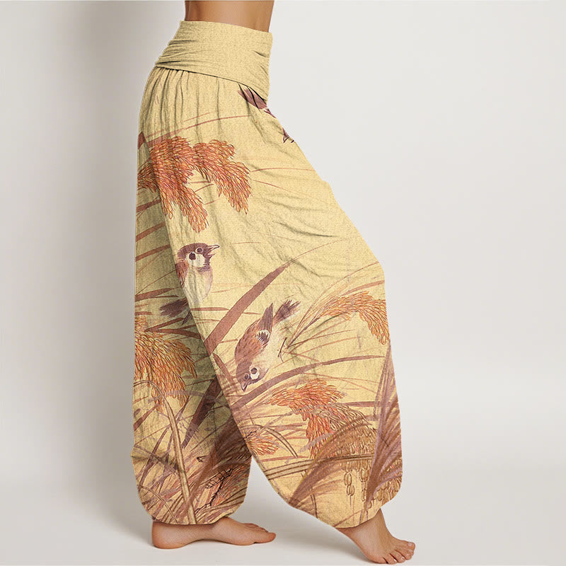 Casual Sparrow Rice Ear Women's Elastic Waist Harem Pants