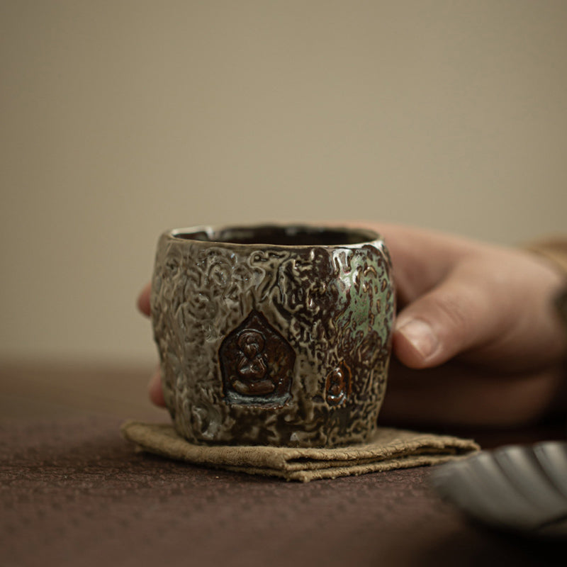 Vintage Dunhuang Color mystic zen Engraved Teacup Kung Fu Tea Cup