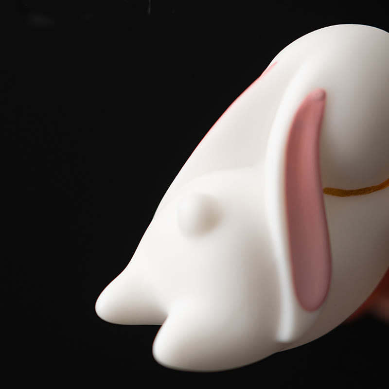 Flying Rabbit Bamboo Mat Healing Ceramic Incense Burner Desk Decoration