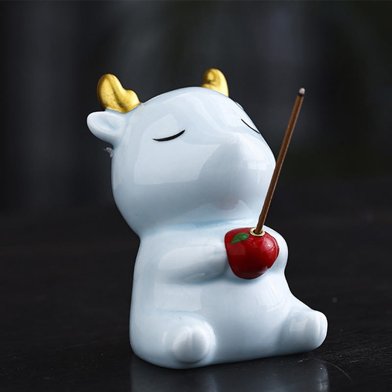 Cute Deer Holder Healing Ceramic Incense Burner Desk Decoration