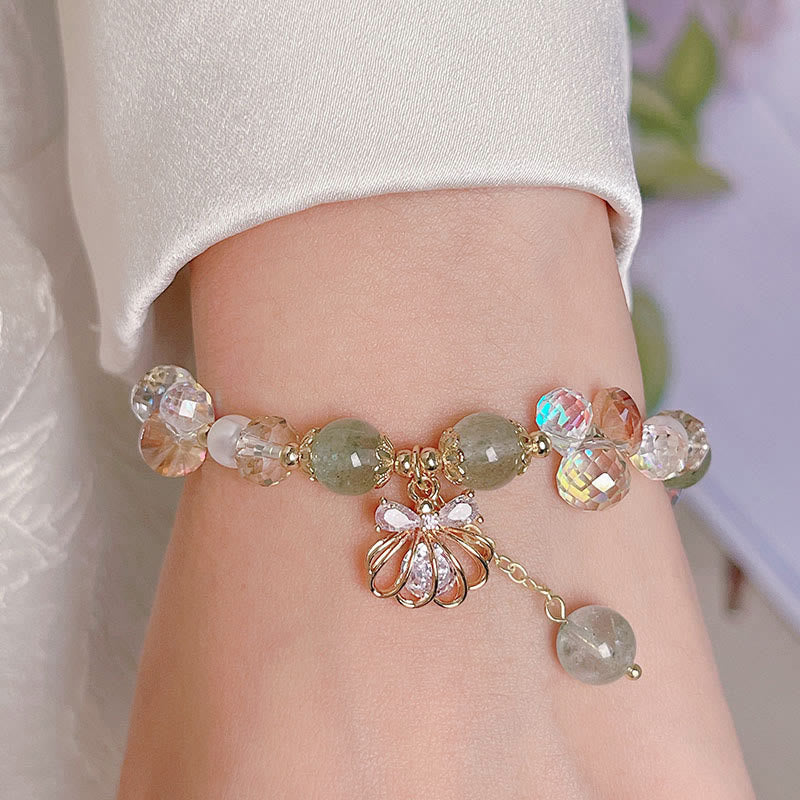 Natural Strawberry Quartz Pearl Shell Positive Bracelet