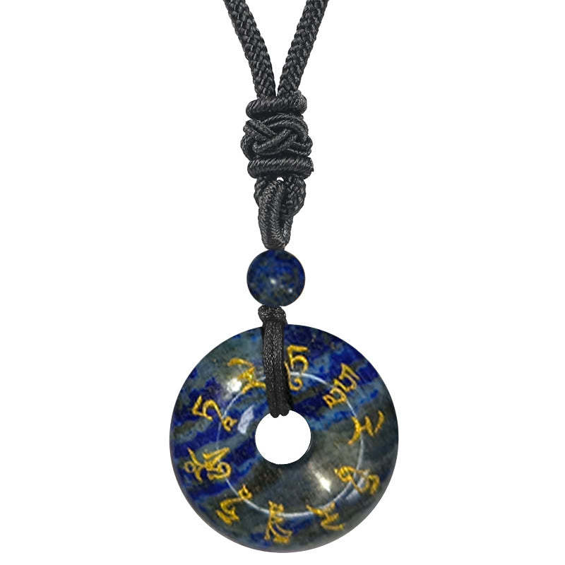 Green Tara Mantra Natural Various Crystal Black Obsidian Fulfilment Necklace Pendant