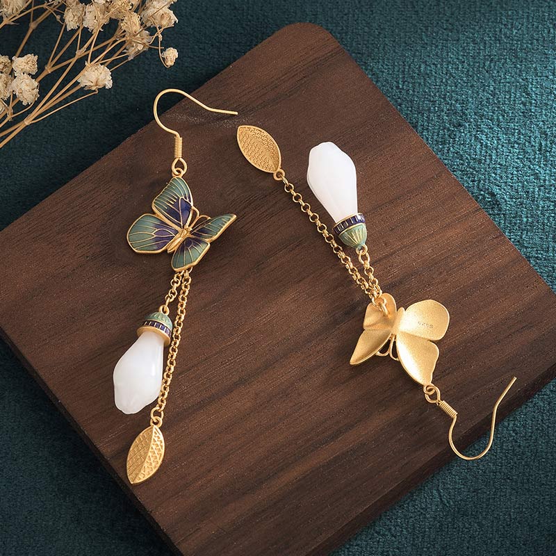 FengShui White Jade Fortune Earrings
