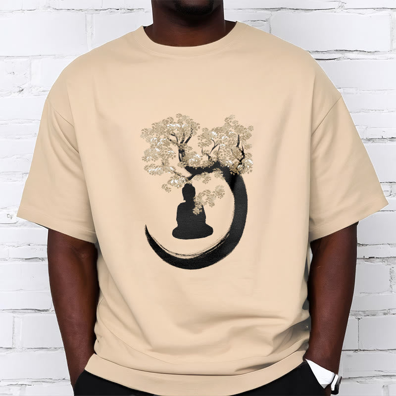 mystic zen Sitting Under The Tree Cotton Tee T-shirt