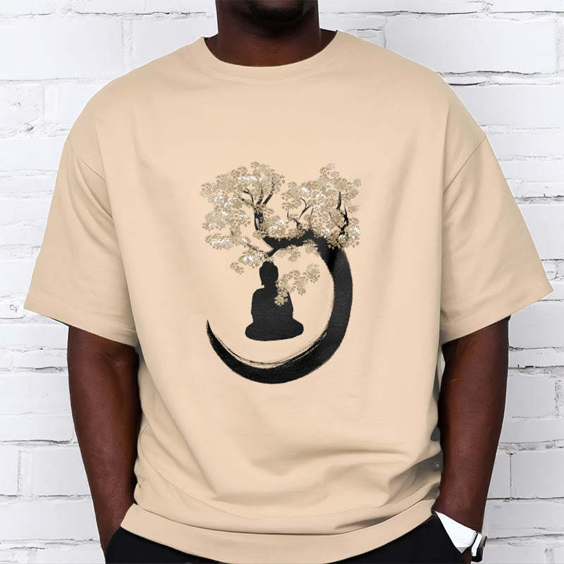 mystic zen Sitting Under The Tree Cotton Tee T-shirt
