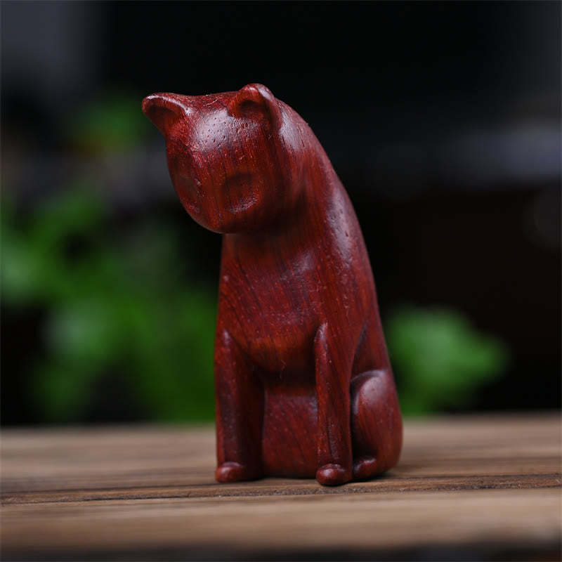 Small Cat Mouse Green Sandalwood African Red Rosewood Peace Home Decoration