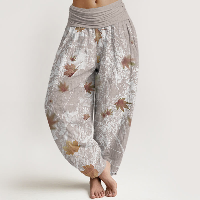 Maple Leaves And Branches Pattern Women's Elastic Waist Harem Pants