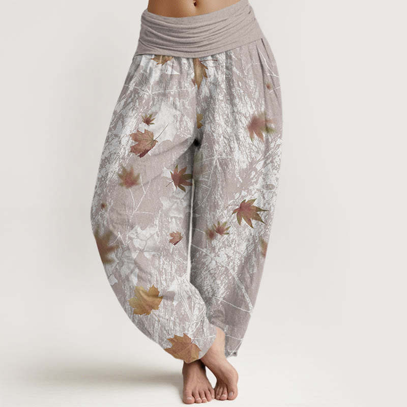 Maple Leaves And Branches Pattern Women's Elastic Waist Harem Pants