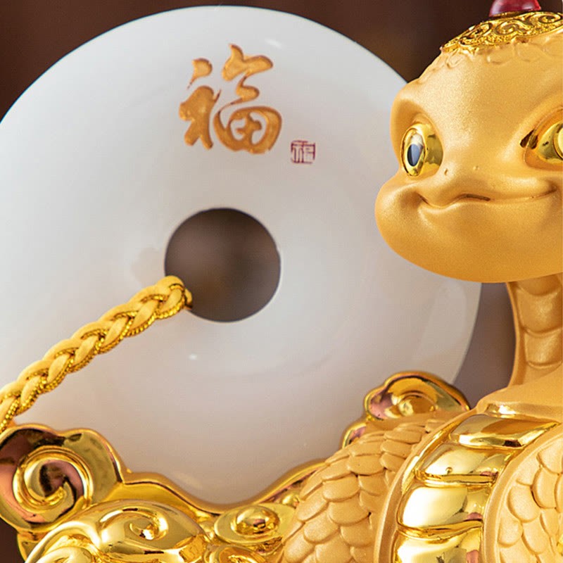 Year of the Snake Fu Character Peace Buckle Peace and Happiness Resin Home Statue Decoration