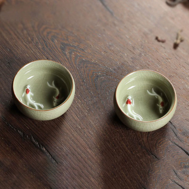Colorful Koi Fish Ceramic Teacup Kung Fu Tea Cup Bowl