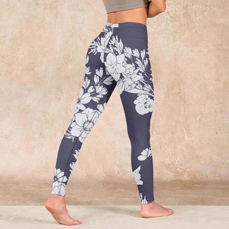 Flowers Blossom Print Sports Fitness Leggings Women's Yoga Pants