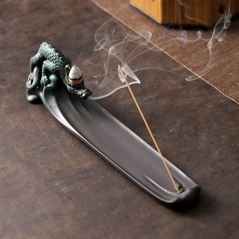 Moon Rabbit PiXiu Mountain Healing Ceramic Stick Incense Burner Decoration