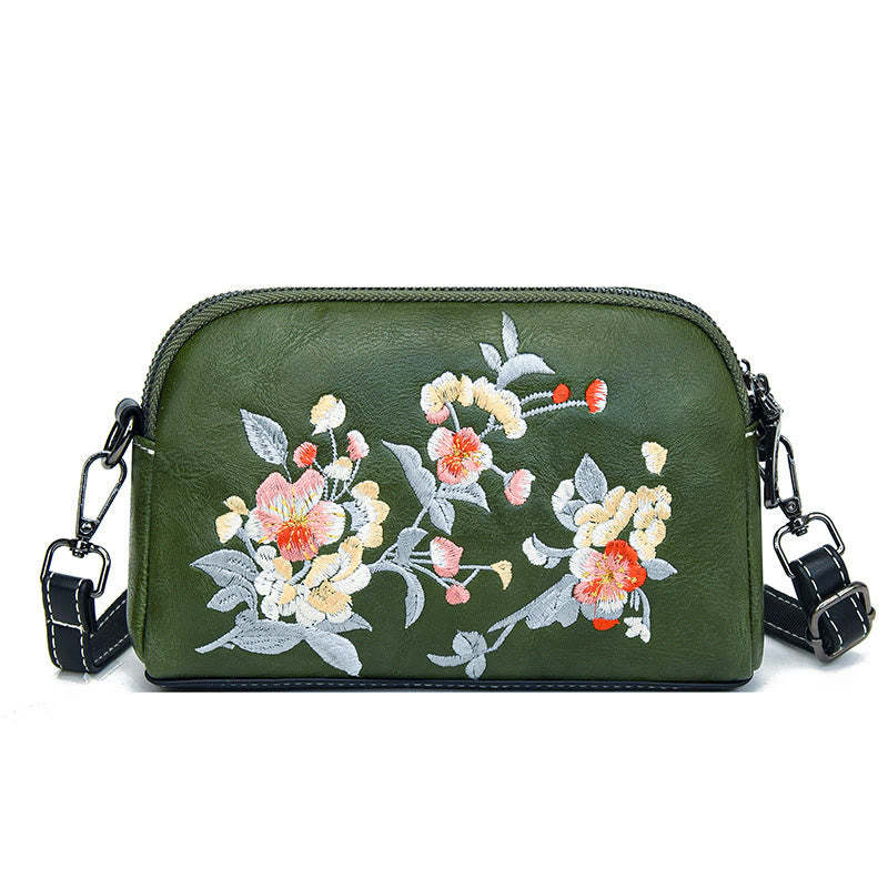 Small Embroidered Flowers Crossbody Bag Shoulder Bag Cellphone Bag 11*20cm