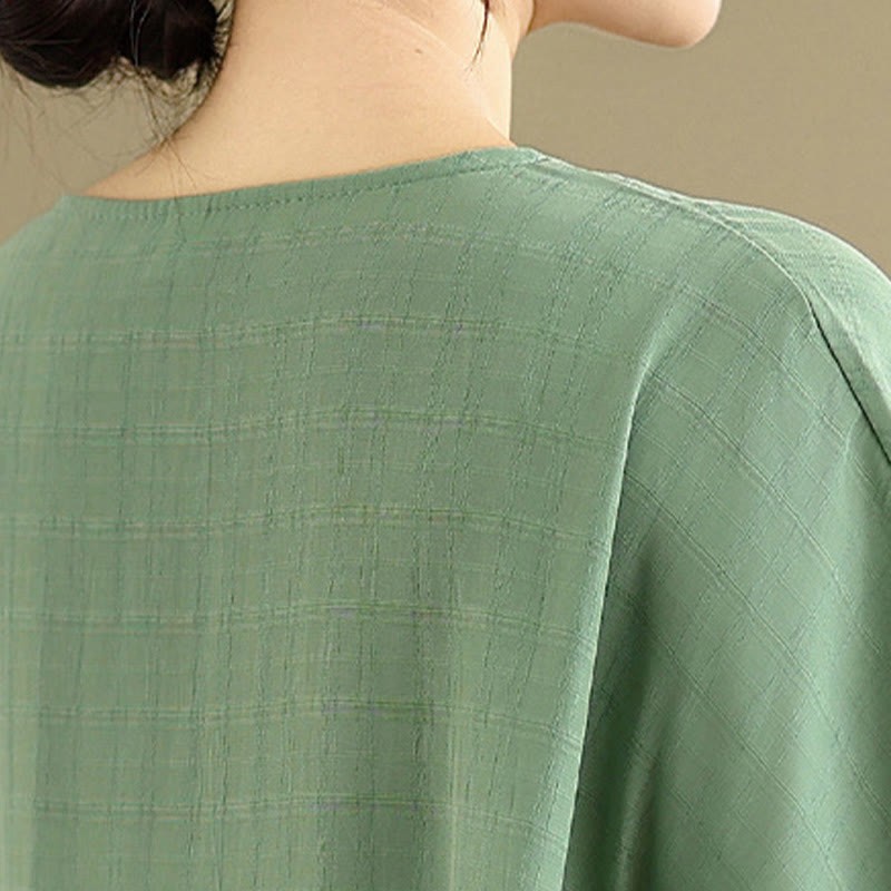 Casual Solid Color Half Sleeve Half Button Women's T-Shirt