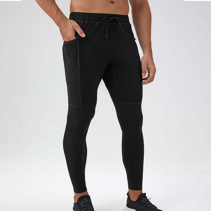 High Waist Quick Dry Breathable Fitness Men's Leggings Pants With Zipper Pocket