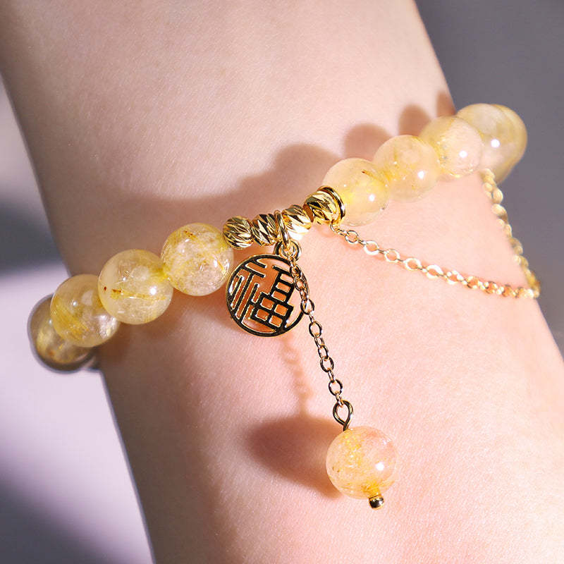 Citrine Lucky Fu Character Happiness Bracelet