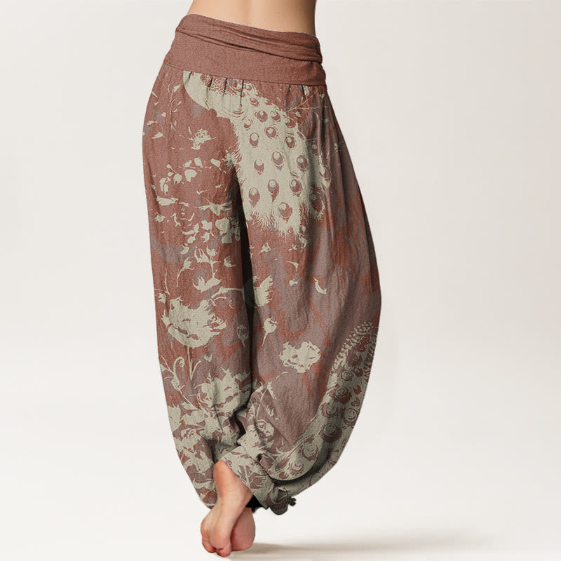 Casual Peacock Grassland Women's Elastic Waist Harem Pants