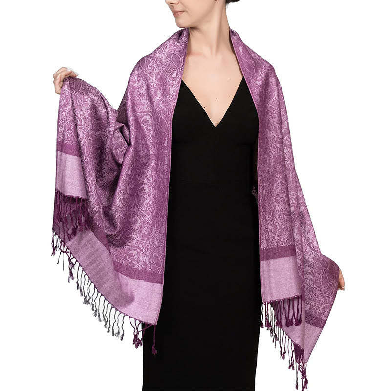 Tibetan Cashew Jacquard Tassels Shawl Spring Fall Winter Warm Cozy Scarf Wrap